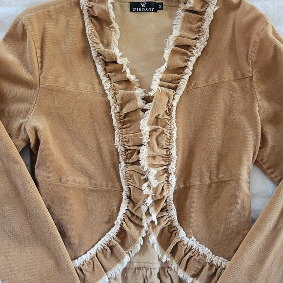 Windsor Tan Ruffle Trim Jacket - Picture 3 of 6